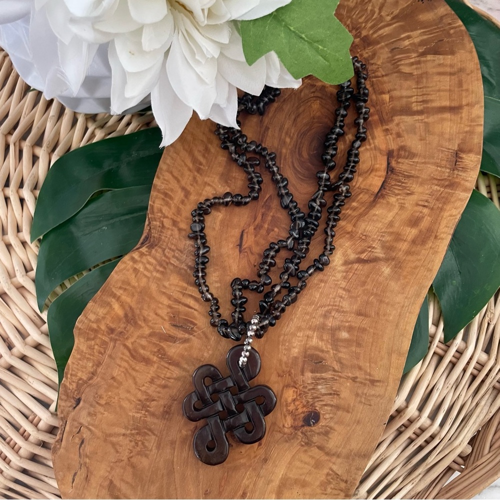 Tibetan Endless Knot Pendant bead Eternity Circle Of Life Necklace Infinity NWT